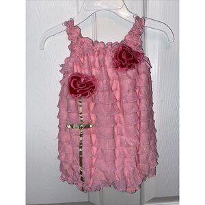 h  baby BABYRAGEOUS casual sleeveless solid pink ruffles  1pc romper 6m  NWT